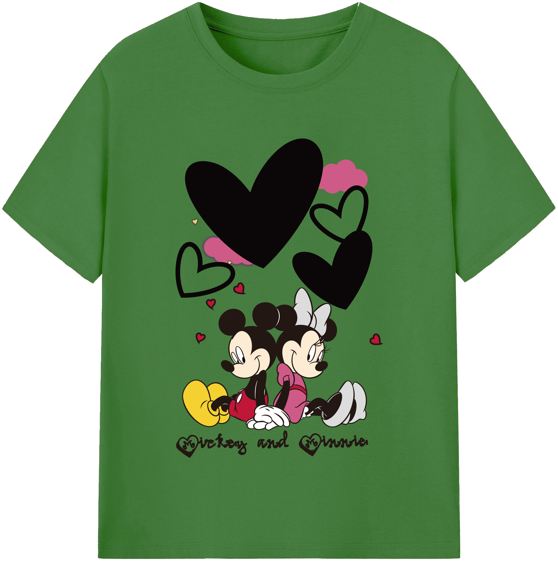 （画像用） ミッキーマウス Mickey Mouse レディースカジュアルプリントTシャツ（綿100％）